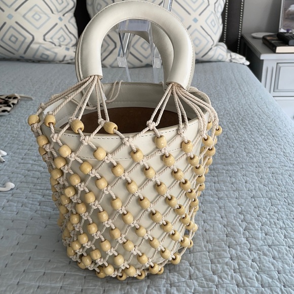 STAUD Handbags - Staud leather beaded bucket bag tan